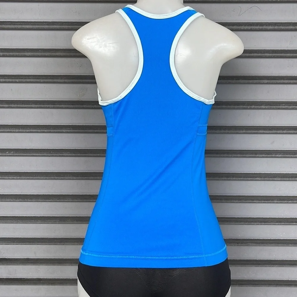 Nike Dri-FIT Blue White Trim Built In Shelf Bra Racerback Tank Top Size M